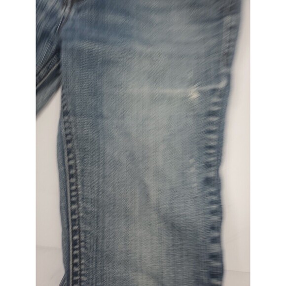 Refuge Jeans Skinny Boot Flare Distressed Blue Low Embroidered 29x30 Size 9R Y2K - Picture 9 of 10